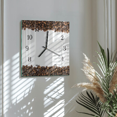 Orologio quadrato in vetro Chicchi di caffè