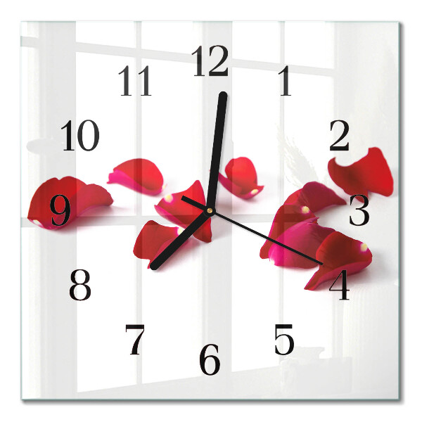 Quadrato orologio da parete Petali di rosa