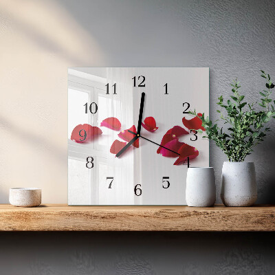 Quadrato orologio da parete Petali di rosa