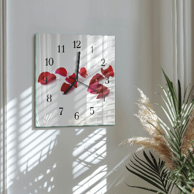 Quadrato orologio da parete Petali di rosa