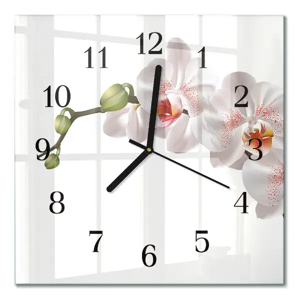 Quadrato orologio in vetro decorativo Orchidea