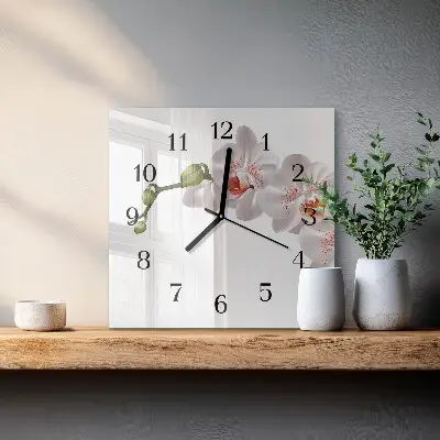 Quadrato orologio in vetro decorativo Orchidea