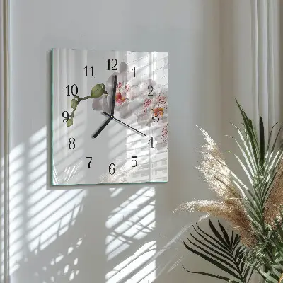 Quadrato orologio in vetro decorativo Orchidea