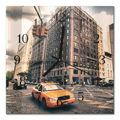 Quadrato orologio in vetro decorativo Taxi