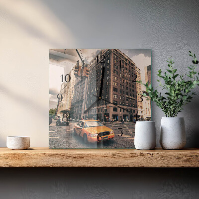 Quadrato orologio in vetro decorativo Taxi