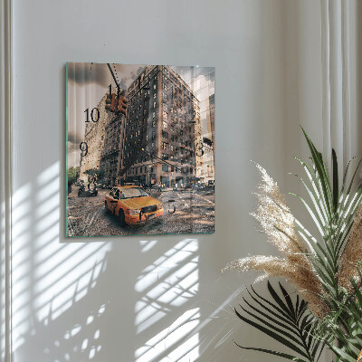 Quadrato orologio in vetro decorativo Taxi