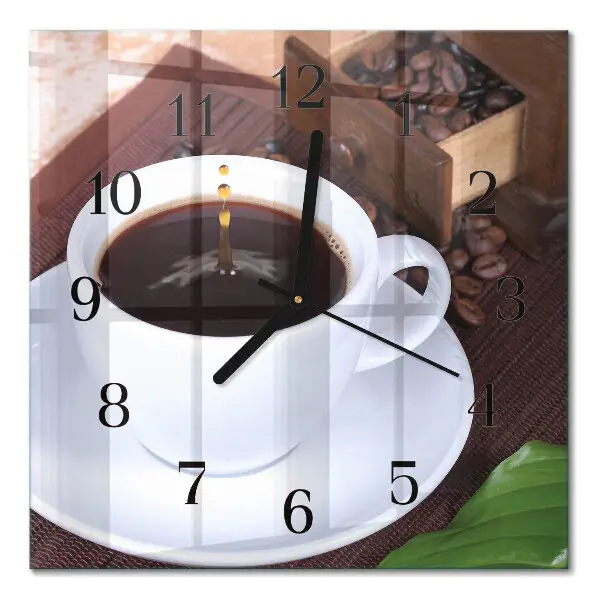 Quadrato orologio in vetro decorativo Caffè