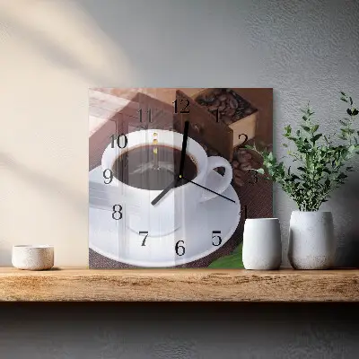Quadrato orologio in vetro decorativo Caffè