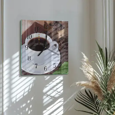 Quadrato orologio in vetro decorativo Caffè