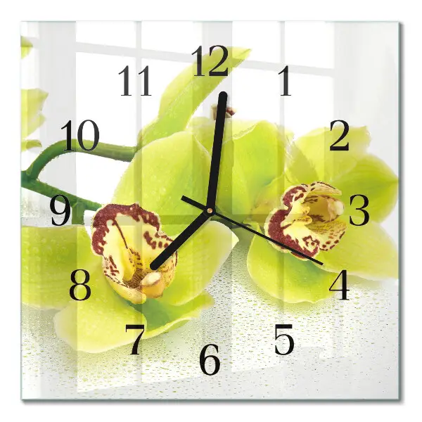 Quadrato orologio in vetro decorativo Orchidea