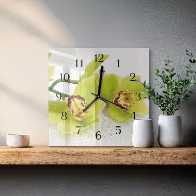 Quadrato orologio in vetro decorativo Orchidea