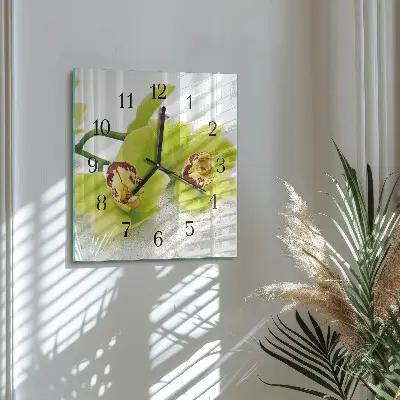 Quadrato orologio in vetro decorativo Orchidea