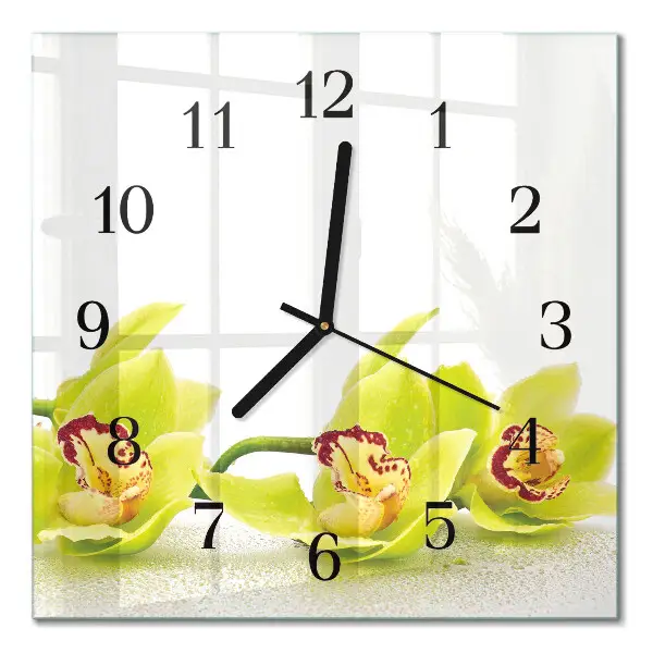 Orologio quadrato in vetro Orchidea