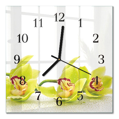 Orologio quadrato in vetro Orchidea