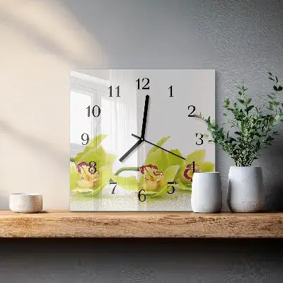 Orologio quadrato in vetro Orchidea