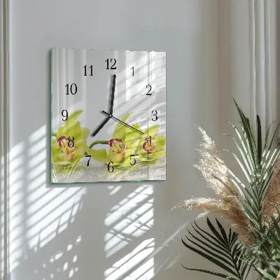 Orologio quadrato in vetro Orchidea