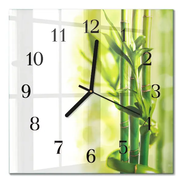 Quadrato orologio in vetro decorativo Bambù