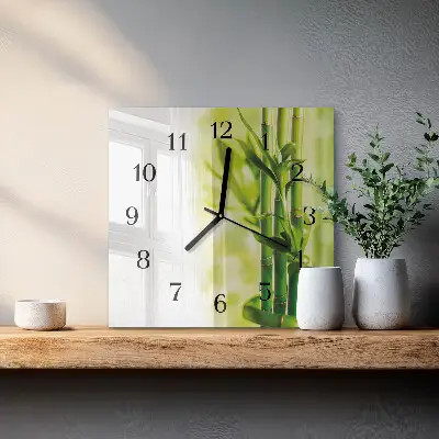 Quadrato orologio in vetro decorativo Bambù