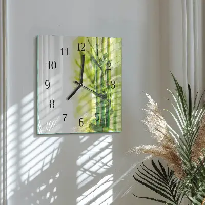 Quadrato orologio in vetro decorativo Bambù