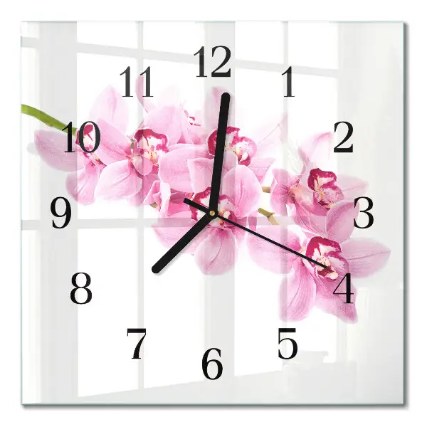 Quadrato orologio in vetro decorativo Orchidea