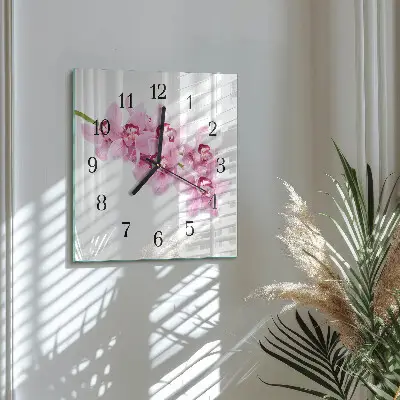 Quadrato orologio in vetro decorativo Orchidea