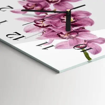 Quadrato orologio in vetro decorativo Orchidea