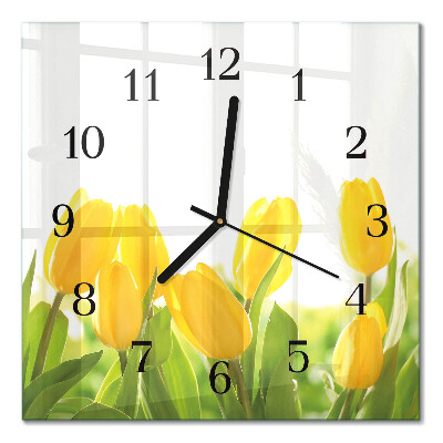 Quadrato orologio da parete Tulipani