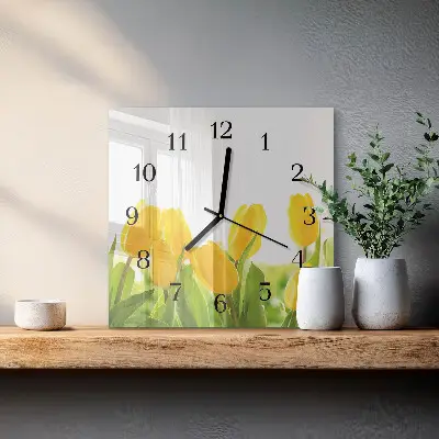 Quadrato orologio da parete Tulipani