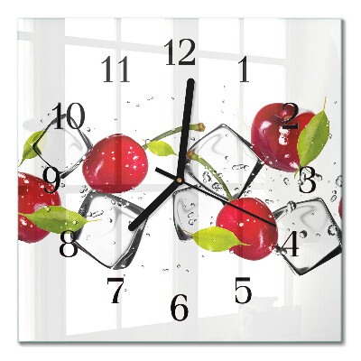 Quadrato orologio in vetro decorativo Gelato alla ciliegia