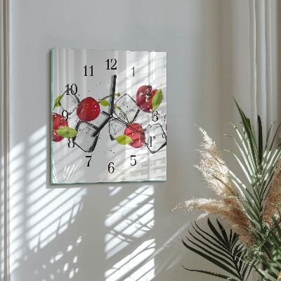 Quadrato orologio in vetro decorativo Gelato alla ciliegia