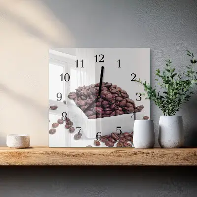 Quadrato orologio da parete Chicchi di caffè