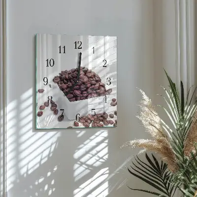 Quadrato orologio da parete Chicchi di caffè