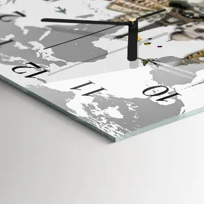 Quadrato orologio in vetro decorativo Mondo
