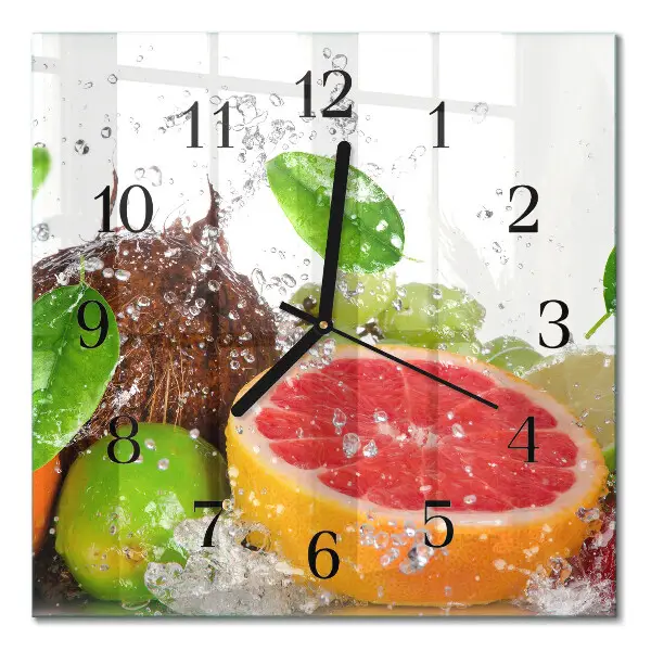 Quadrato orologio in vetro decorativo Frutta