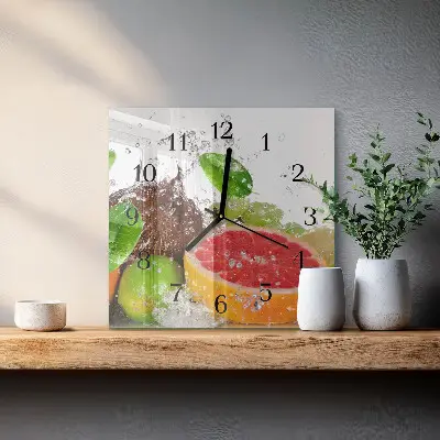 Quadrato orologio in vetro decorativo Frutta