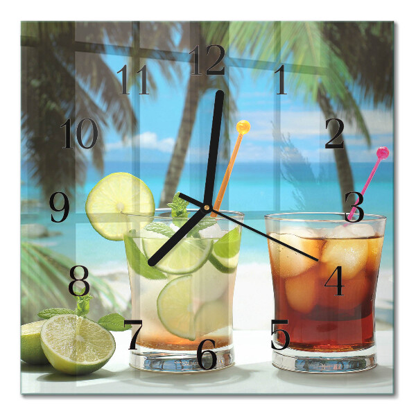 Quadrato orologio in vetro decorativo Cocktail