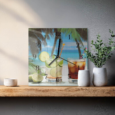 Quadrato orologio in vetro decorativo Cocktail