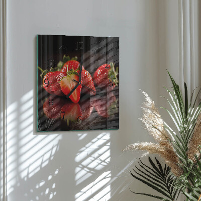 Quadrato orologio in vetro decorativo Fragole