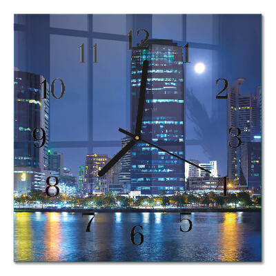 Quadrato orologio in vetro decorativo Città notturna