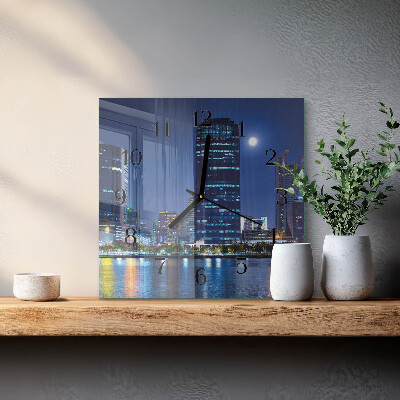 Quadrato orologio in vetro decorativo Città notturna