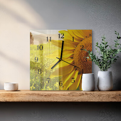 Quadrato orologio in vetro decorativo Girasole