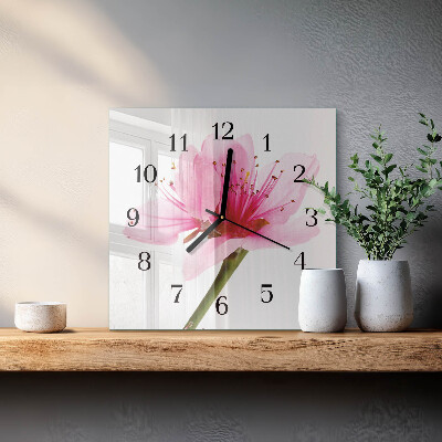 Orologio quadrato in vetro Fiore