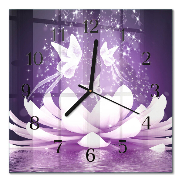 Quadrato orologio in vetro decorativo Fiore