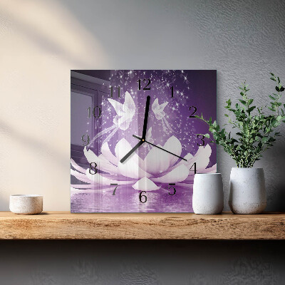 Quadrato orologio in vetro decorativo Fiore