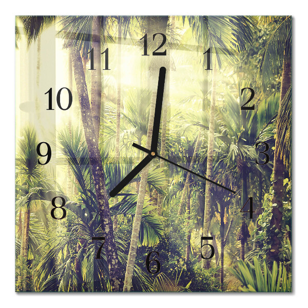 Quadrato orologio in vetro decorativo Palme