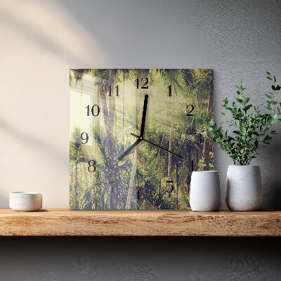 Quadrato orologio in vetro decorativo Palme