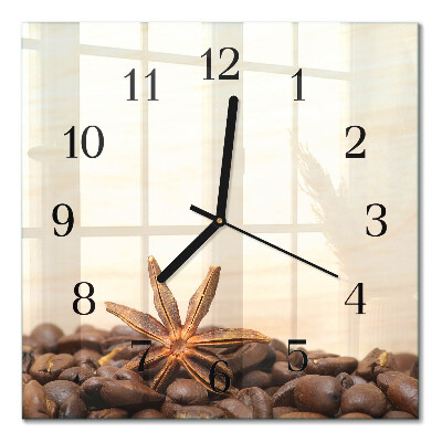 Quadrato orologio in vetro decorativo Chicchi di caffè
