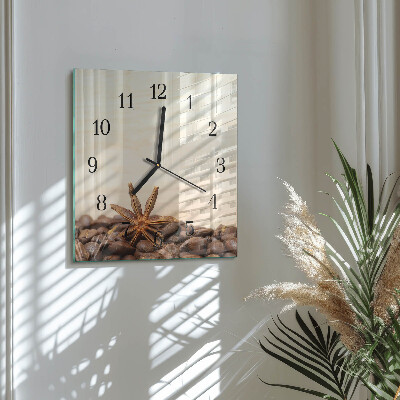 Quadrato orologio in vetro decorativo Chicchi di caffè