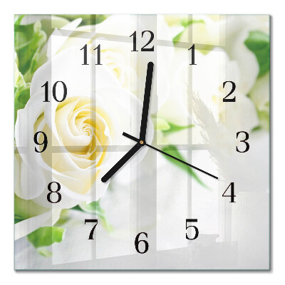Quadrato orologio in vetro decorativo Rose