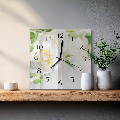 Quadrato orologio in vetro decorativo Rose